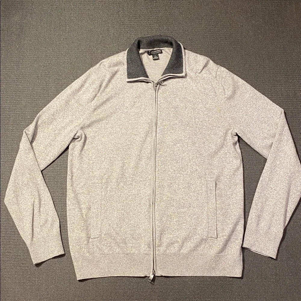 Banana‎ Republic Pina Cotton Cashmere Full Zip Cardigan Size Large Gray